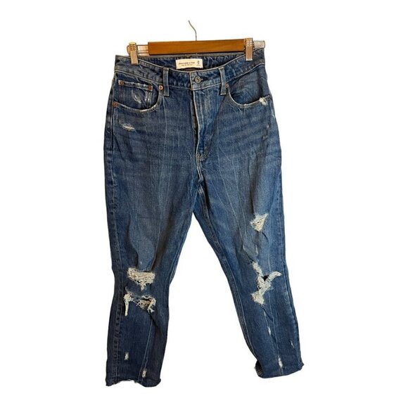 Abercrombie &‎ Fitch Jeans Women's Size 6/28 Short High Rise Mom Distressed - Picture 1 of 4